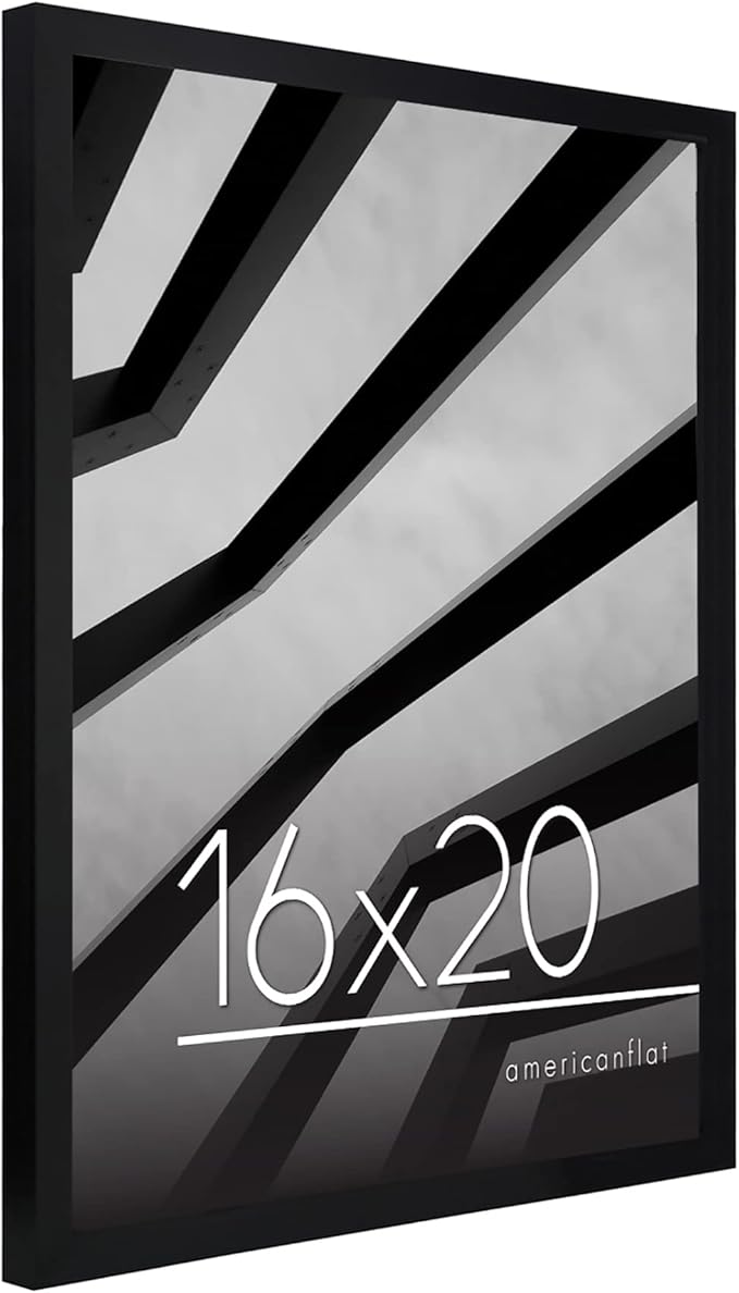 Americanflat 16x20 Picture Frame with Polished Plexiglass - Streamline Collection - Thin Border Picture Frame for Wall Display - Hanging Hardware Included - Black