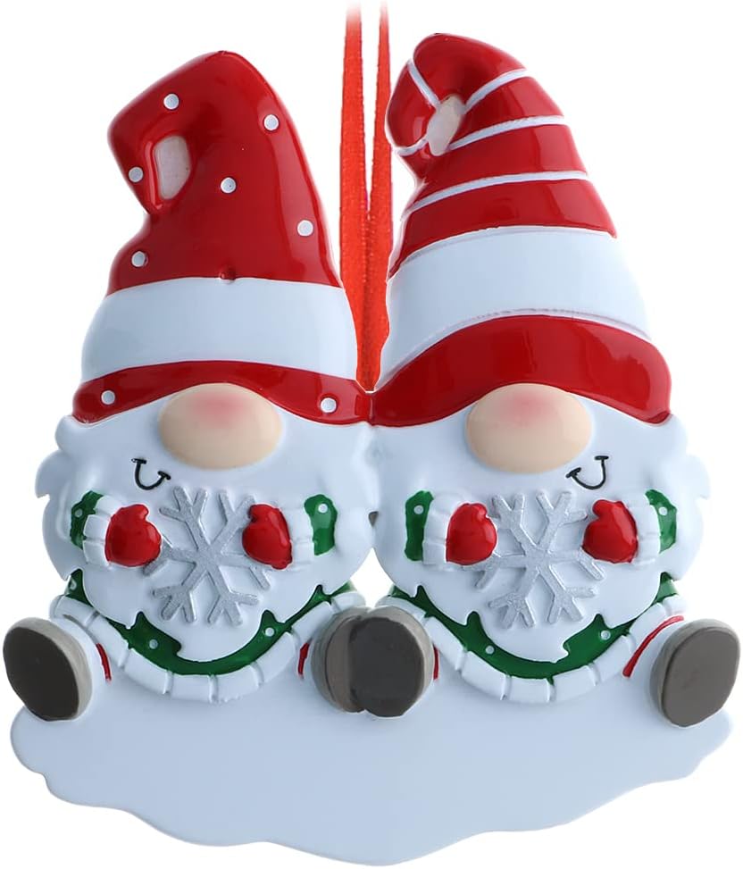 3D Personalized Our First Christmas Ornament 2025 | Custom Gnome Couple Ornaments Snowy Snowflakes Couples Ornament 2025 Family of 2 Unique for a Couple Ornaments Couples Unique Gifts