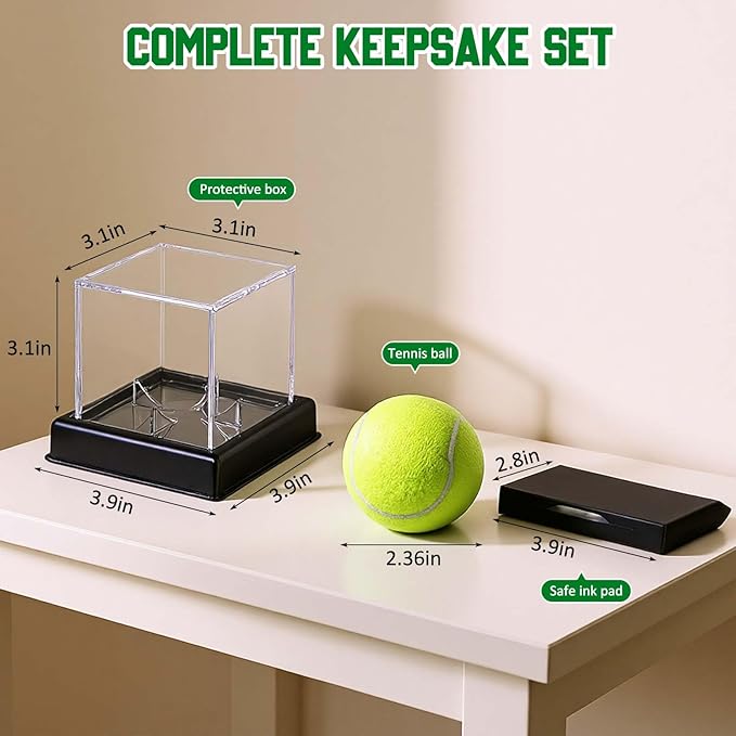 Soulchen Baby Tennis Ball Hand and Footprints Kit with Ink Pad - Newborn Footprint Keepsake for Baby Shower Favors, New Dad Gifts, Rookie of The Year First Birthday Present