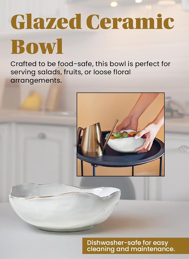Serene Spaces Living Artisan Free-Form Glazed Ceramic Decorative Bowl, Wedding Planners, Event Stylists, Home Decor, Restaurant Tablescapes, 10.5" Long, 8" Wide and 3.5" Tall, Pack of 8