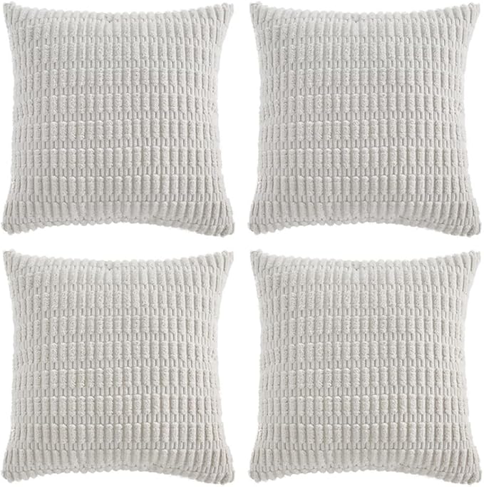 Fancy Homi 4 Packs Decorative Throw Pillow Covers for Living Room Couch Bed, Modern Farmhouse Boho Home Décor Accent Cushion Case, 16" x 16" (Pack of 4), White