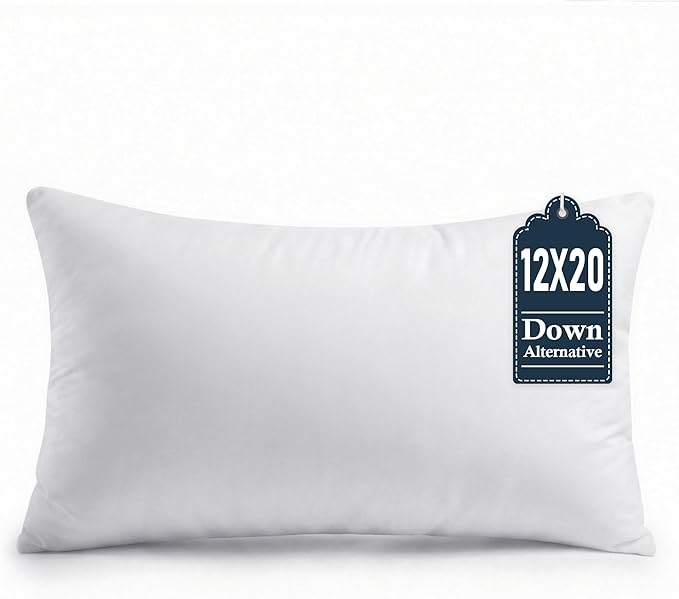 puredown® 12x20 Throw Pillow Inserts Set of 1 – Supportive & Fluffy Down Alternative Pillow Forms for Couch, Sofa & Bed, Indoor Decorative Cushion Stuffer