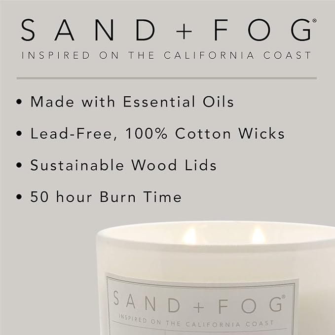 Sand + Fog Scented Candles - White Pumpkin - Additional Scents and Sizes - 3 Wicks 100% Cotton Lead-Free - Luxury Air Freshening Jar Candles - Perfect Home Decor - 21 oz