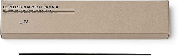 sesneslabs Oud Coreless Pure Incense Sticks, Clean-Burning, Niche Chinese Pepper, Rosewood, Amber, Vetiver, Oud, Tonka Bean Scented, 1 Hour Burn Time, 20 Sticks, Bamboo Charcoal-Based