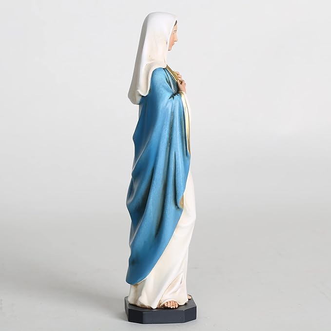 BC Catholic Immaculate Heart of Mary Statue, 10" H Blessed Holy Mother Virgin Mary Figure for Altar, Devout Home Decor, Religious Gifts to Mom, Hand Painted Renaissance Sculpture by Buildclassic