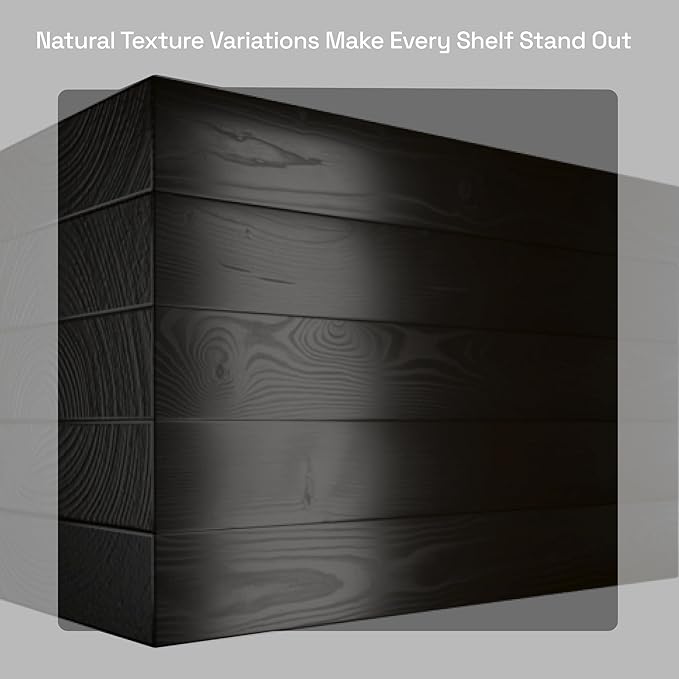 Solid Wood Floating Shelves for Wall 20 Inch Black, Wooden Bathroom Shelf | Real Wood, Heavy-Duty, Wall Mounted, Bedroom Kitchen Living Room, Rustic, Black Finish, 20W x 6.7D, Set of 2
