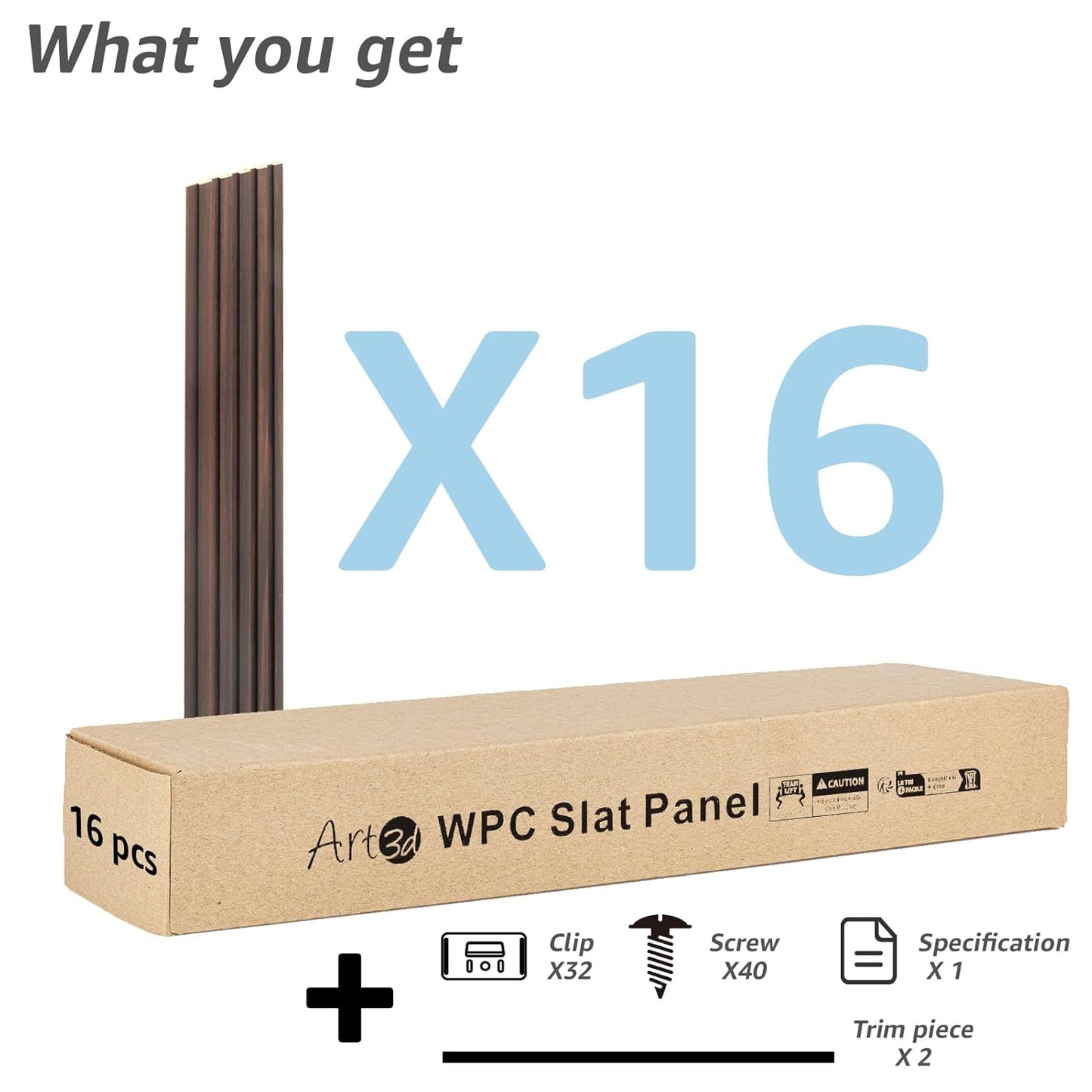 Art3d WPC Wainscoting Panels, 16-Pack 48 x 6 Inch 3D Wall Accents for Interior Wall Decor, Living Room, Bedroom, Walnut