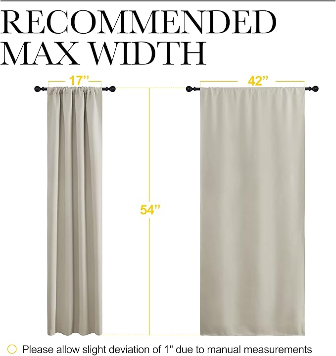 NICETOWN Blackout Curtains for Living Curtains, Room Darkening Window Curtain Panels, Easy-Care Solid Thermal Insulated Draperies/Drapes for Daughter Room (Natural, 2 Panels, 42 by 54)