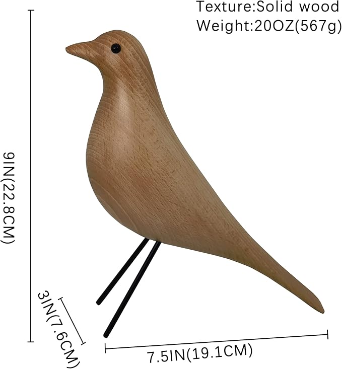 Mid-Century Wood Bird Home Decor - Modern Style Birds Ornaments for Living Room Office Desk Decoration(Wood)…