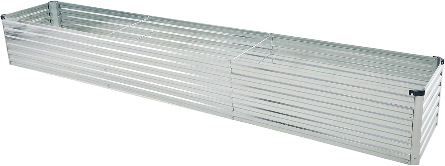 12x2x1.5ft Galvanized Raised Garden Bed,Outdoor Planter Box Metal Patio Kit Planting Bed for Vegetables Flowers Herb,Silver