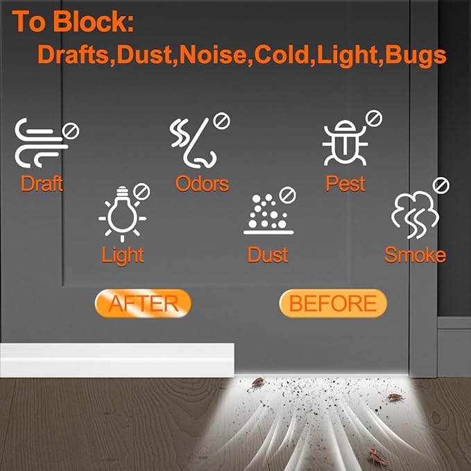 5Pack Door Draft Stopper,39" Adjustable Door Sweep Weather Stripping Bottom Seal,Blocks Cold Air, Noise, Dust & Light for Interior & Exterior Doors,Easy Install Draft Blocker Gap Filler