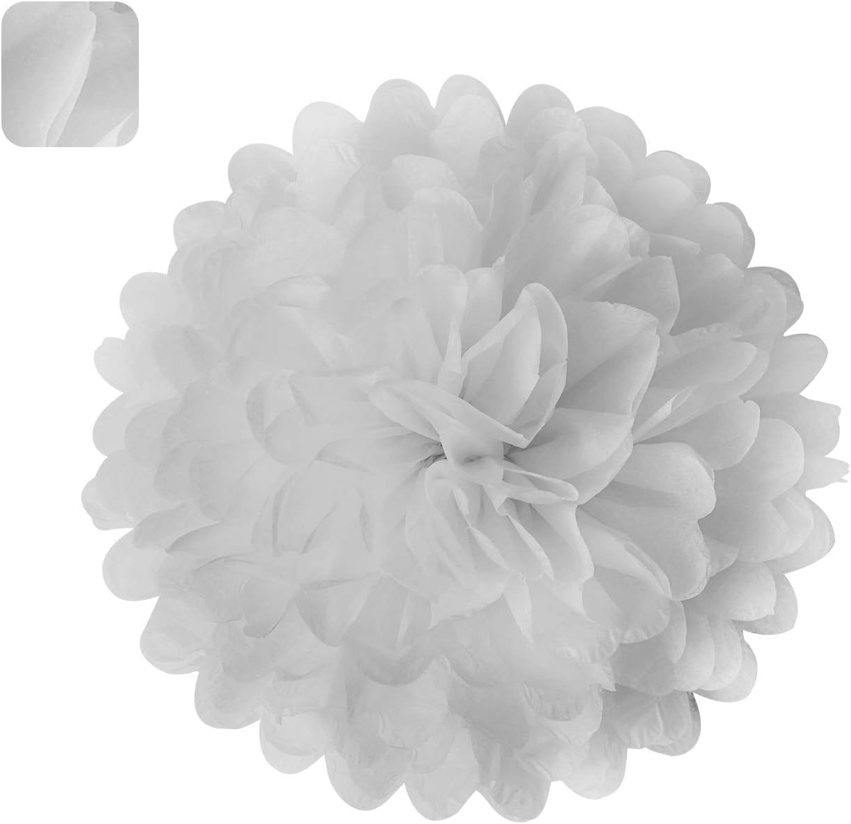 MISU 10" White Tissue Pom Poms DIY Tissue Paper Flowers for Birthday Wedding Baby Shower Tea Party Dessert Table Decoration, Pack of 18