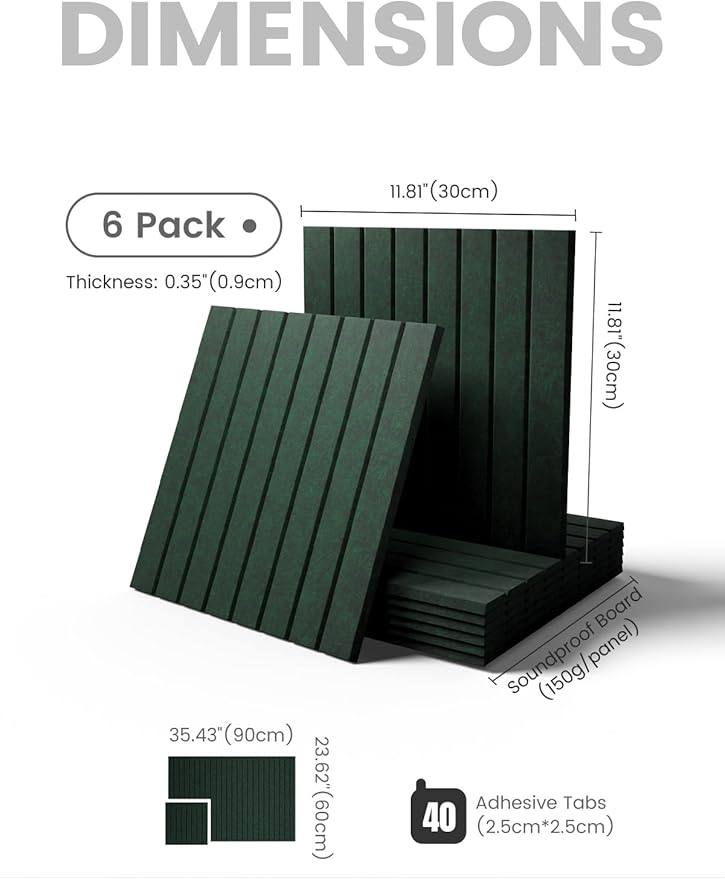 Fluxynara Large Felt Bulletin Board 36"x24" Cork Board Alternative - 6 Pack with 40 Safe Removable Adhesive Tabs, Cork Boards for Walls Cork Board for Home Office Classroom Pin Board- Pine Green