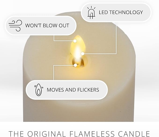 Luminara - Flameless LED Battery Operated Flickering Pillar Candles - Ivory - Pack of 1-3x6.5 - Realistic Moving Flame Real Wax Indoor/Outdoor Decor