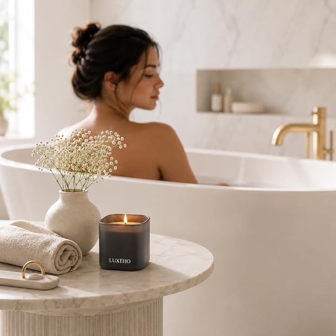 Luxury Scented Candle Set 3-Pack | Home Decor & Giftable Soy Candles | Champagne, Sandalwood & Amber | 75h Burn Time | Cotton Wick | Elegant Decorative Jars