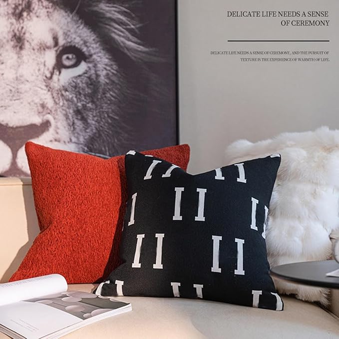Croker Horse 20x20'' inches Throw Pillow Cushion Covers - Black Embroidery H Letter Luxury Modern Style Couch Sofa Pillow Cover for Living Room Bedroom