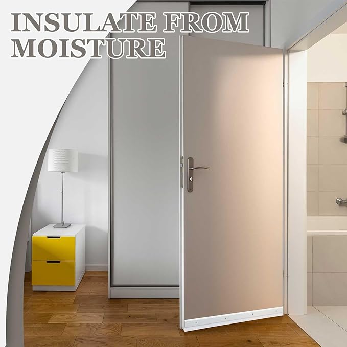 FoldTier 4 Pcs All-Season Door Sweep for Bottom of Door Exterior and Interior, Aluminum Alloy and Rubber, Commercial Weather Stripping Draft Stopper for Threshold Seal (1-3/4 x 36 Inch,White)