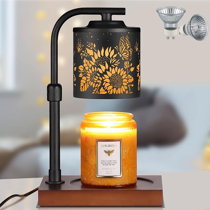mocosa Candle Warmer Lamp with Adjustable Height Dimmable for New Home Decor Electric Candle Warmer for Jar Candles Birthday Gifts for Women Mom(Sunflower)