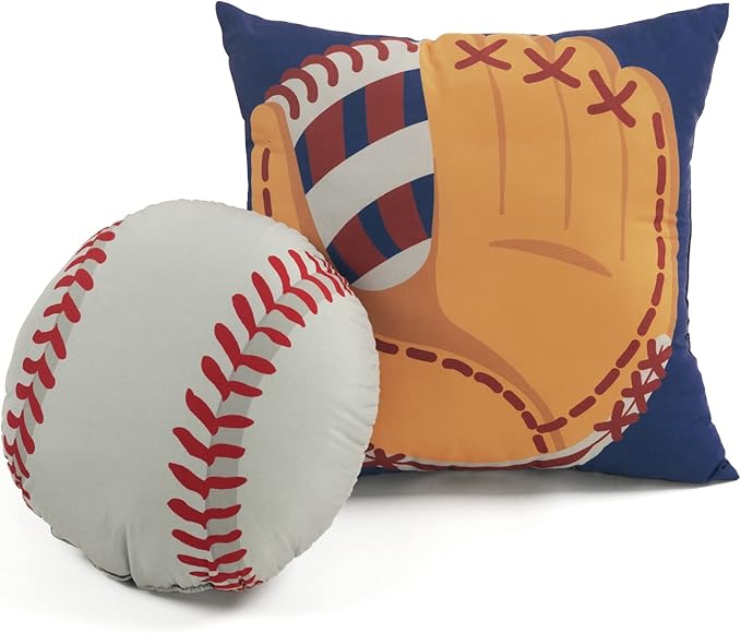 Lush Decor Baseball Game Reversible Quilt Twin Size 4 Piece Set White & Red - Toddler Bedding Set Twin Quilt - Sports Bedroom Decor - Baseball Bedding