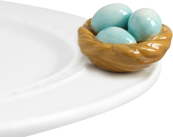 nora fleming Robin's Egg Blue (Nest) A39 - Hand-Painted Ceramic Holiday Décor - Spring Minis for the Home and Office