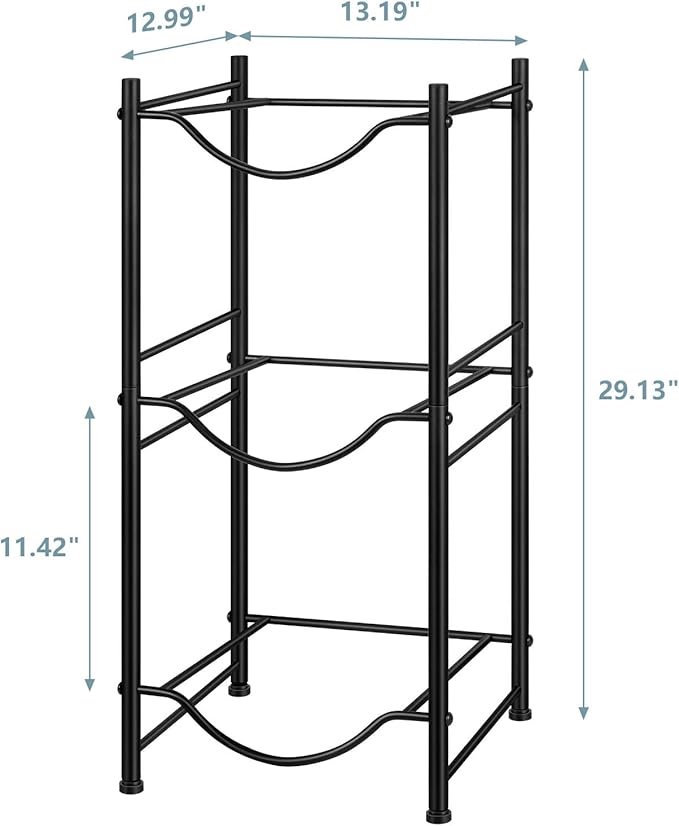 MOOACE 3-Tier Water Jug Rack, 5 Gallon Detachable Water Bottle Holder Organizer Storage Rack, Black