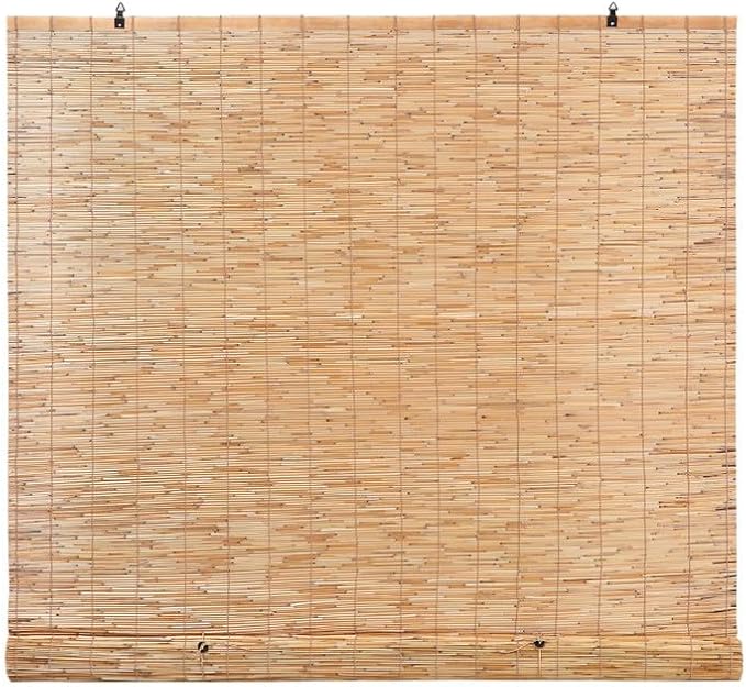 FOREVER BAMBOO Light-Filtering Cordfree Bamboo Reed Blinds Shades for Windows Manual Roman Blind Roll-Up Shades Natural 48 in W x 72 in H