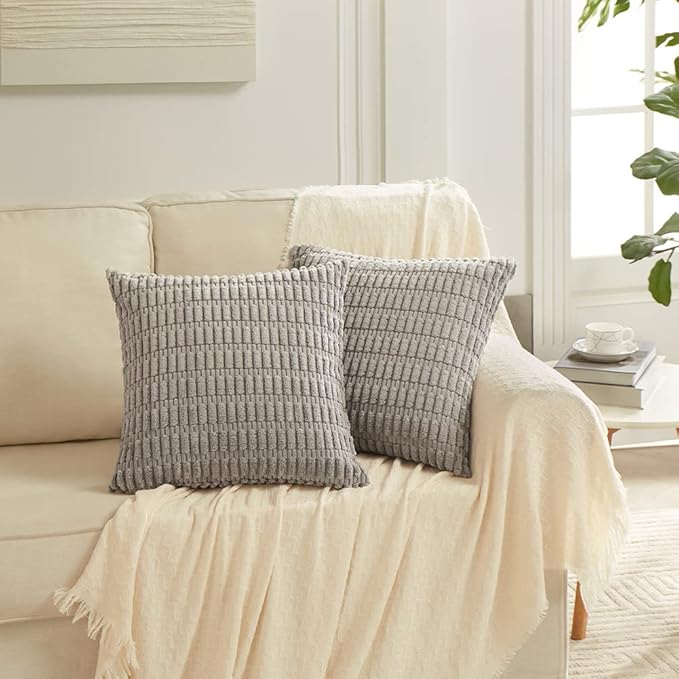 Fancy Homi 4 Packs Decorative Throw Pillow Covers for Living Room Couch Bed, Modern Farmhouse Boho Home Décor Accent Cushion Case, 24" x 24" (Pack of 4), Gray