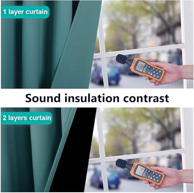 NICETOWN 100% Blackout Curtains 108 inches Long, Noise Reduction Window Treatment Curtains, Thermal Insulated Energy Smart Drapes Draperies for Apartment Decor, Sea Teal, Set of 2, 52 inches Wide