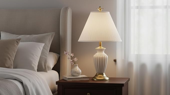 Aspen Creative 33191, Transitional Hardback Empire Shaped Mushroom Pleated Pleated White Spider Shade, 6" Top x 16" Bottom x 12" Slant