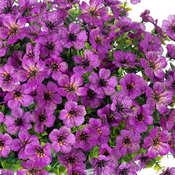 HyeFlora Artificial Fake Hanging Plants Flowers Basket for Outdoor Outside Spring Summer Decoration, Faux Silk Purple Daisy in Planter UV Resistant Realistic for Porch Patio Balcony Home Yard