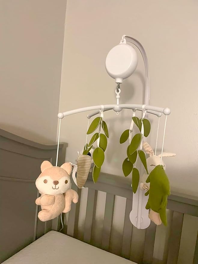 Crib Mobile 35 Lullaby Music,Cotton Baby Mobiles for Cribs & Pack N Play, Easy to Install, Stuffed Animals Hanging Toys Newborn Boys & Girls, Safari Nursery Decor