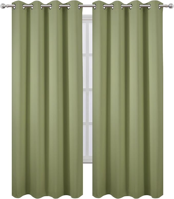 LEMOMO Sage Green Thermal Blackout Curtains/52 x 95 Inch/Set of 2 Panels Room Darkening Curtains for Bedroom