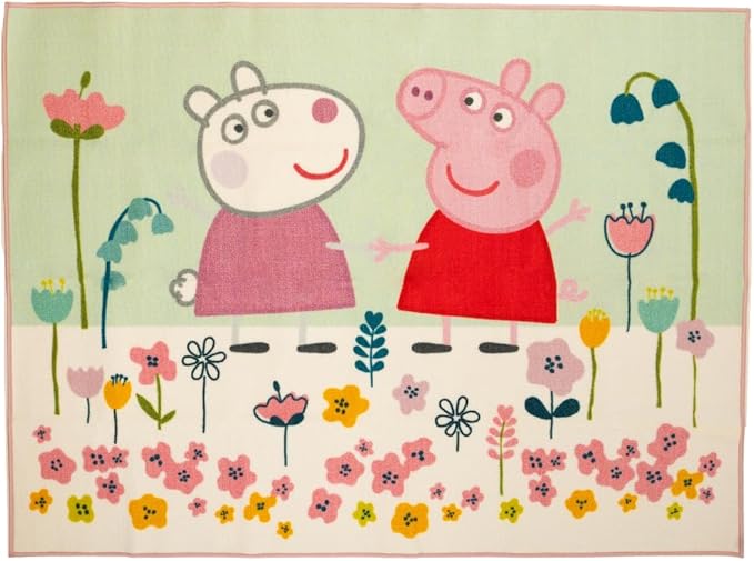 Peppa Pig & Suzie Kids Room Non Slip Area Rug, 69 in x 52 in, (Official Licensed Official Product) by Franco