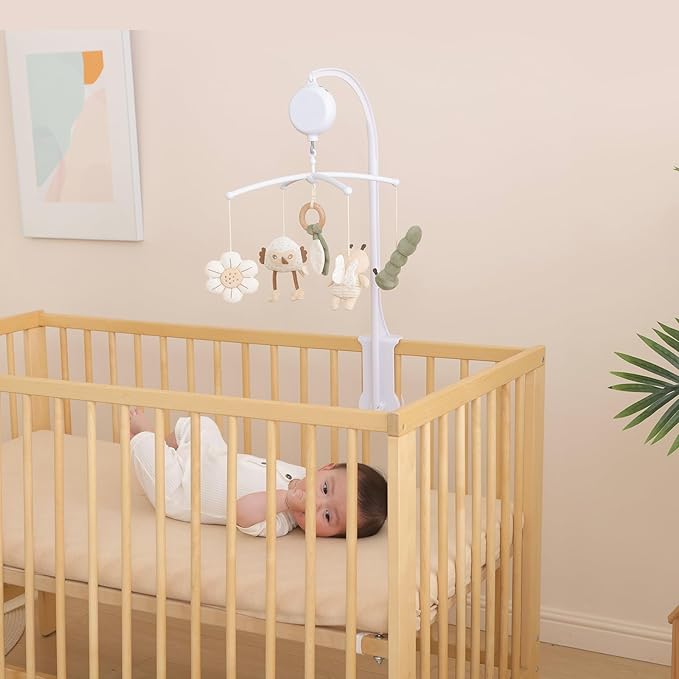 Crib Mobile 35 Lullaby Music, Cotton Baby Mobiles for Cribs & Pack N Play, Easy to Install, Stuffed Animals Hanging Toys Newborn Boys & Girls, Caterpillar
