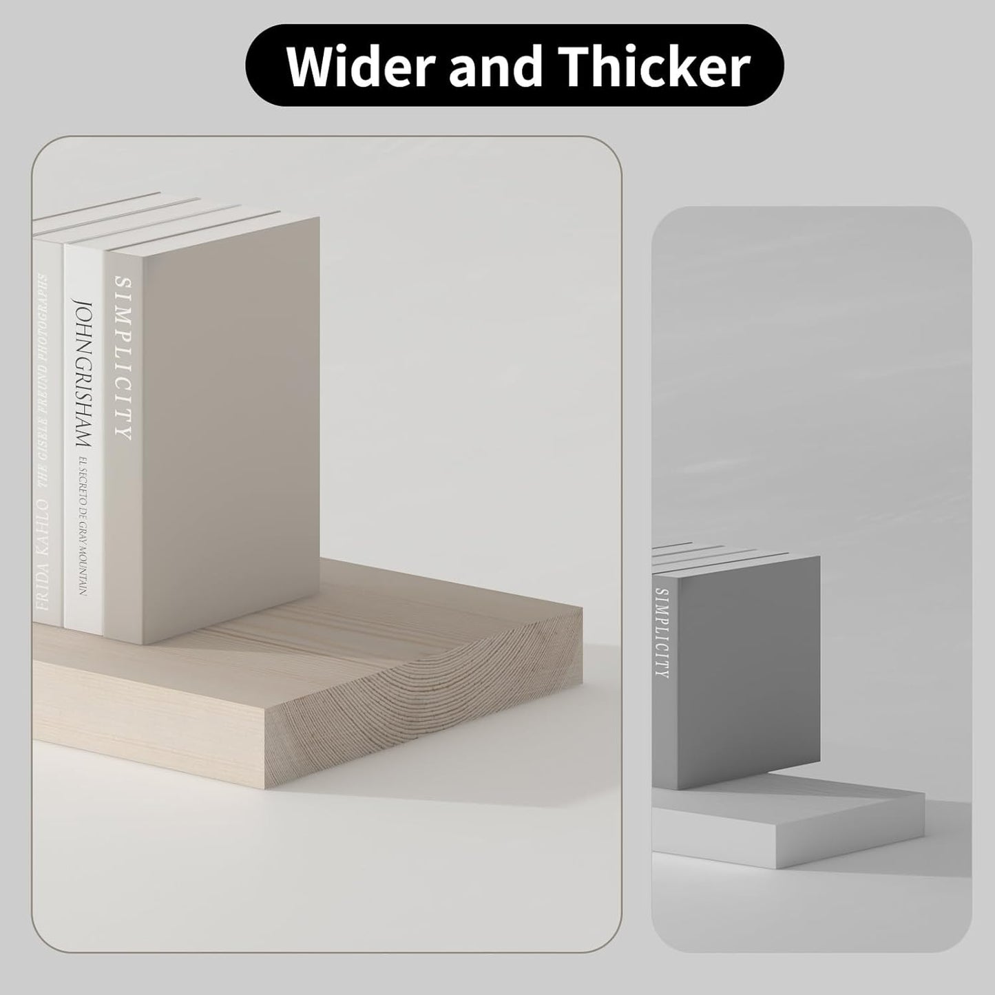 SAUMONIERES Floating Shelves 8 Inch Deep Solid Wood Wide Wall Shelf Set of 1 Wall Mounted for Bedroom Bathroom Living Room Kitchen, 55 Inch Natural