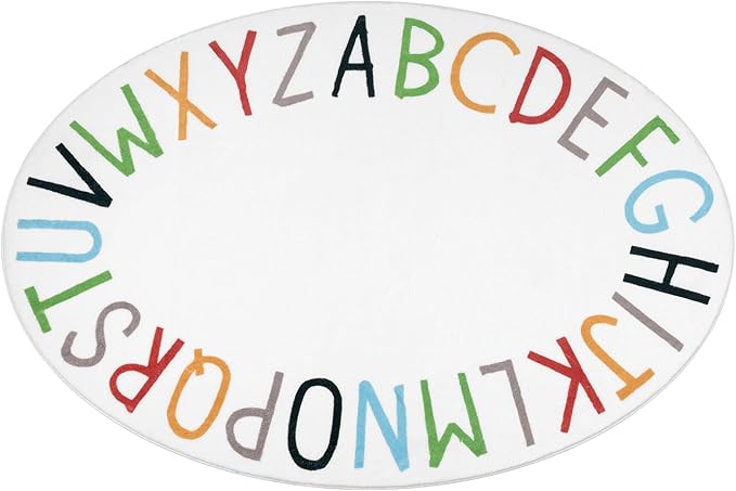 Topotdor Oval Kids Play Rug Alphabet Nursery Area Rug Extra Large Soft Crawling Play Mat for Children Toddlers Bedroom (47x70 inch, Multi Color)