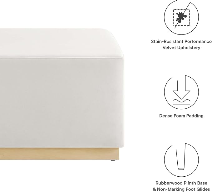 Modway Large 28" Square Performance Velvet Upholstered Upholstered Ottoman