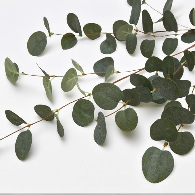 12 Pcs 27" Eucalyptus Stems Greenery Stems Eucalyptus Leaf Spray in Green Silk Plastic Plants Floral Artificial Plants for Home Party Wedding Decoration(Dark Green)