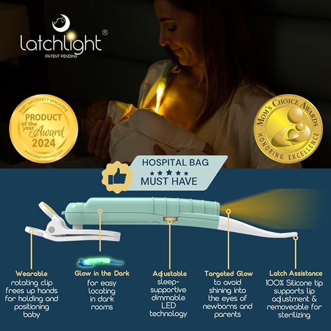 – Wearable Baby Night Light for Breastfeeding & Bottle Feeding | Dimmable Amber Glow | Melatonin-Friendly | Glow-in-The-Dark for Easy Locating | Silicone Tip Aids Latch Adjustments