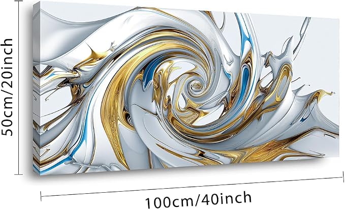 Ggaafet Gold Abstract Wall Art for Bedroom Canvas Painting Prints Beautiful Liquid Vortex Art Deco Modern Artwork Office Family Room Decor