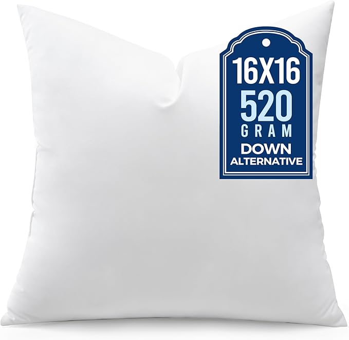 puredown® 16x16 Throw Pillow Inserts, Pack of 1, Fluffy Soft Pillow Inserts Form Sham Stuffer, Square Decorative Throw Pillows for Couch, Sofa, Bed and Home Decor