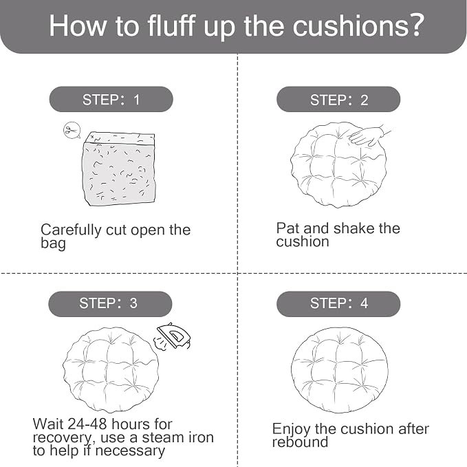 idee-home Papasan Chair Cushion, Circle Papasan Chair Cushion(Cushion Only) | Papasan Cushion with Thick Corduroy Cover, 48 x 48 Inch Cushion for Egg Chair, Light Grey