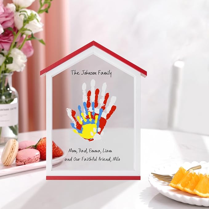 CHERRY CHEERS Exclusive House Shaped Family Handprint Kit; Unique DIY Keepsake, Complete Set, Meaningful Gift for Home Decor, Family Craft & Memory Making
