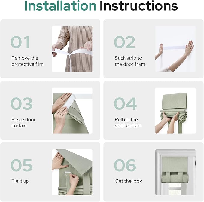 HOMEIDEAS 100% Linen Blackout Sidelight Curtains for Front Door, Side Door Window Curtains, Small Window,Thermal Insulated Covering, 1 Panel, W12 X L68 Inch, Sage Green