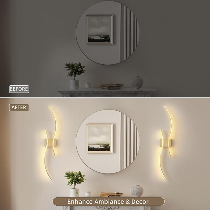 Battery Operated Wall Sconce Set of Two, Dimmable Modern LED Rechargeable Wall Light with Remote Control, Wall Decor for Living Room