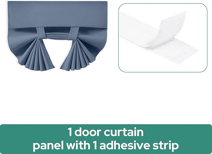 HOMEIDEAS 100% Stone Blue Linen Blackout French Door Curtains, Privacy Door Window Curtains, 26 X 72 Inch Room Darkening Blinds, Thermal Insulated Shades for Bedroom, 1 Panel