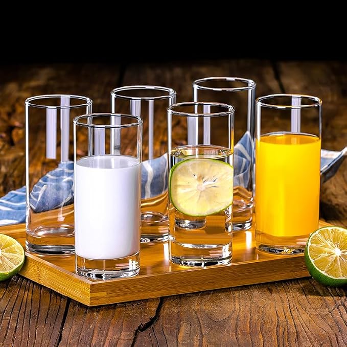7-Pcs Glass Pitcher Set Jug with 6 Water Glasses Tumbler Cups Lid Carafe Jug with Spout Handle for Hot/Cold Tea Beverage