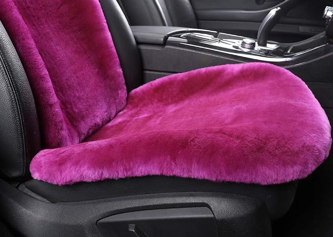 OGLAND Black Fuzzy Sheepskin Car Seat Covers | Genuine Fur Wool Seat Protectors for Leather Bucket Seat Cushions | Fluffy Warmers for Mercedes, Audi & Luxury Cars | Flush Furry Interior Upgrade