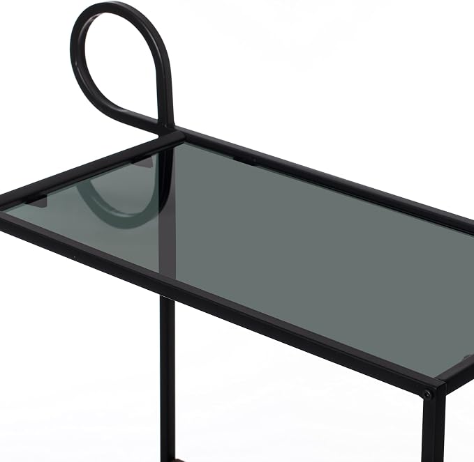 Vintiquewise Metal Bar Cart with Glass Shelves, Rolling Wheels & Handles, Large Modern Brass Mini Bar for Home, Dining, Living Room, Basement, Liquor Table