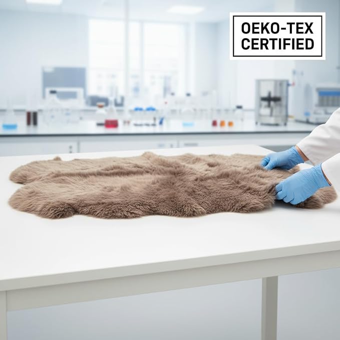 Premium Buff Tan Sheepskin Rug Genuine Quad 4x6ft Pelt Fluffy Fur Rug for Living Room